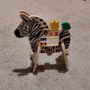 Wooden Zebra Activity Manhattan Toy Safari Zebra Toddler Y2K Vintage Inspired
